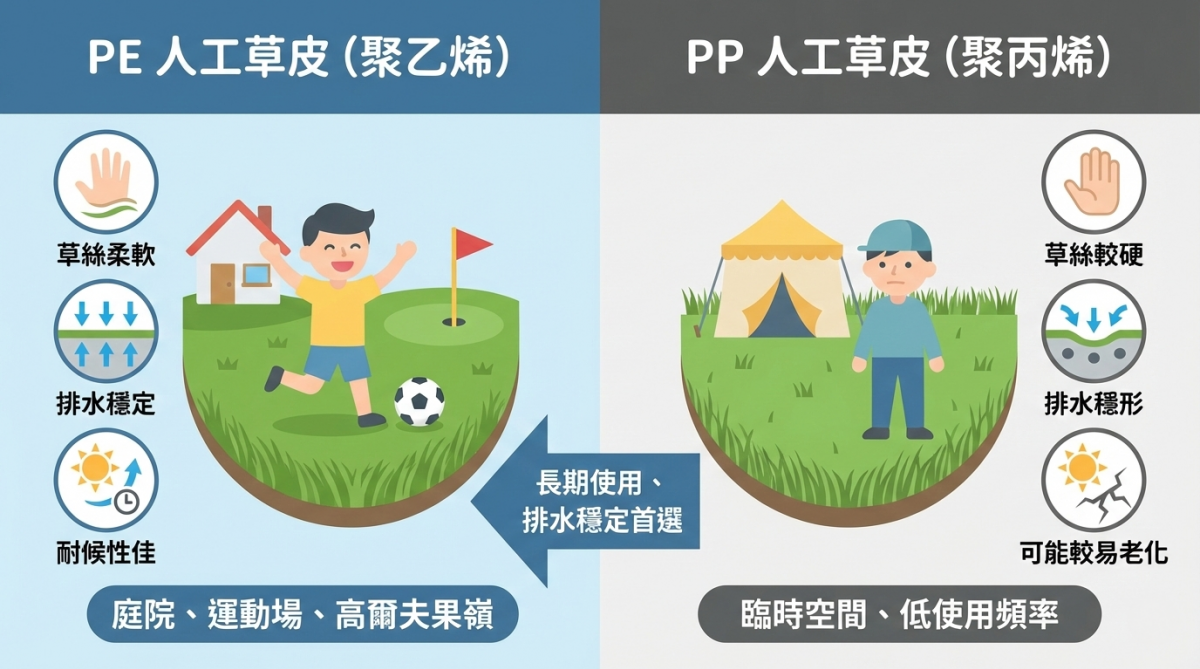 PE 與 PP 人工草皮，排水表現有差嗎？